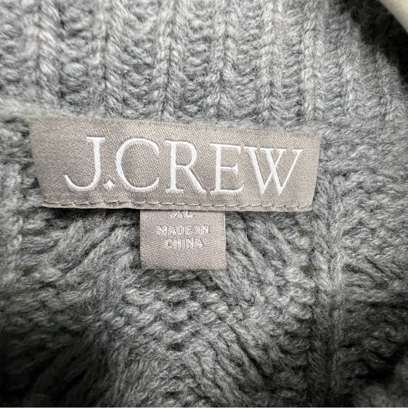 J. Crew Cable-knit ruffleneck button front cardigan sweater, wool blend Grey XL - Picture 9 of 12